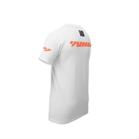 Camiseta Motorsport Blanca con Naranja VUHL - Algodón PIMA