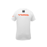 Camiseta Motorsport Blanca con Naranja VUHL - Algodón PIMA