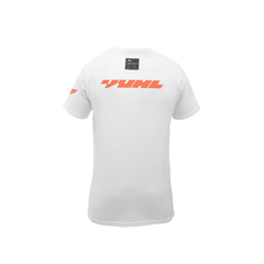 Camiseta Motorsport Blanca con Naranja VUHL - Algodón PIMA